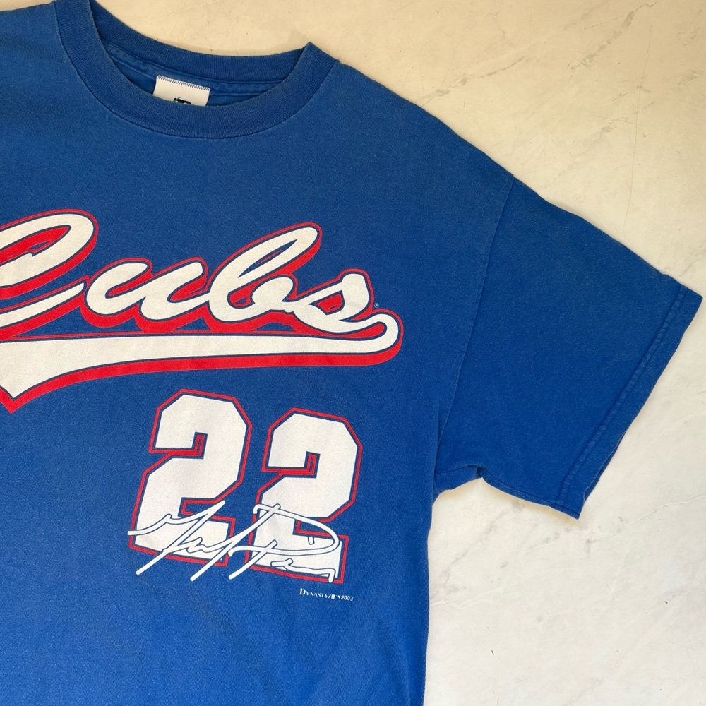 Vintage Y2K 2003 Cubs 22 Prior Size Medium Blue Red Graphic Tee Shirt Sporty - Picture 3 of 6